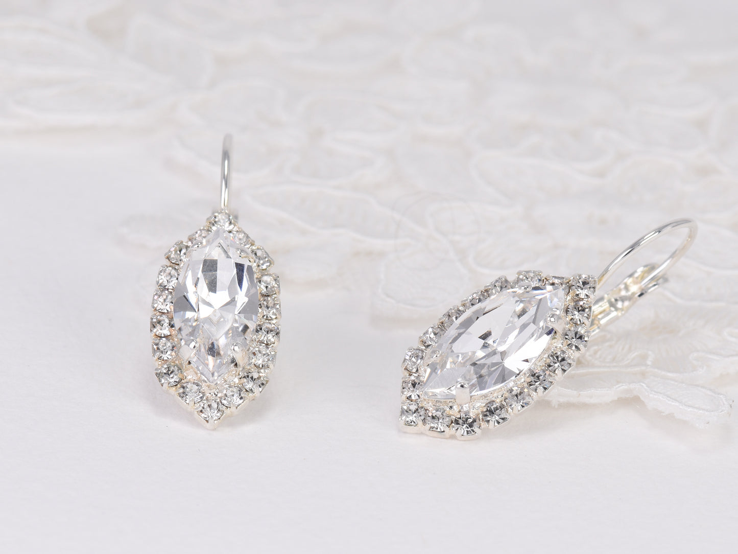 Bette - Navette crystal earring with simple vintage design