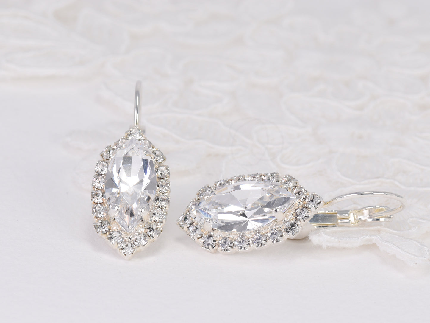 Bette - Navette crystal earring with simple vintage design