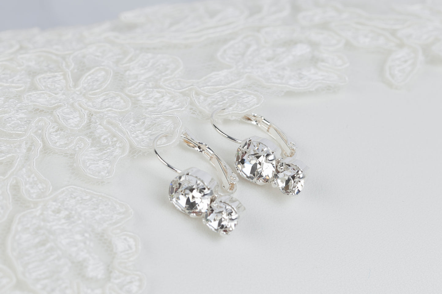 Ava - A simple sparkling leverback earring for brides or bridesmaids.