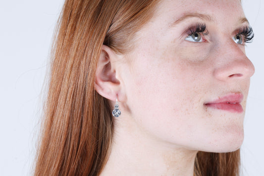 Anne - A sparkling crystal leverback silver earring in a very wearable size.